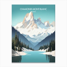 Poster Of Chamonix Mont Blanc   France, Ski Resort Illustration 0 Canvas Print