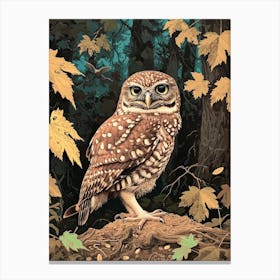 Burrowing Owl Relief Illustration 2 Canvas Print