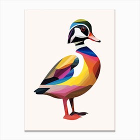 Colourful Geometric Bird Wood Duck 2 Canvas Print