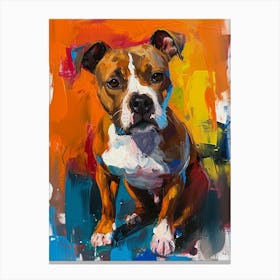 Staffordshire Bull Terrier Acrylic Painting 2 Canvas Print