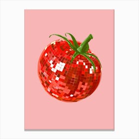 Disco Ball Tomato Pink Art Disco Poster Trendy Aesthetic Art Food Kitchen Canvas Print