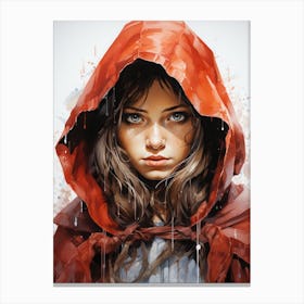 Portrait of a Girl With a Red Riding Hood Canvas Print