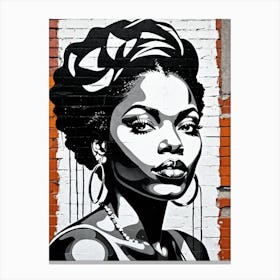 Vintage Graffiti Mural Of Beautiful Black Woman 4 Canvas Print
