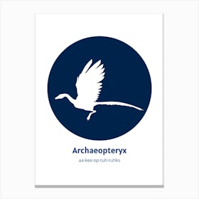 Dinosaur Archaeopteryx Blue Nursery Canvas Print