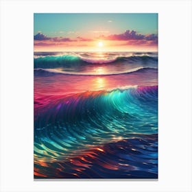 Ocean Waves At Sunset Print  Canvas Print