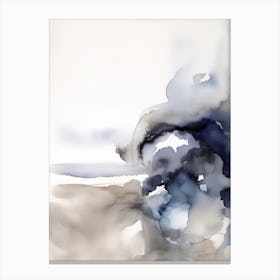 Watercolour Abstract Navy And Grey 3 Canvas Print