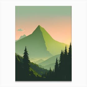 Misty Mountains Vertical Composition In Green Tone 132 Canvas Print