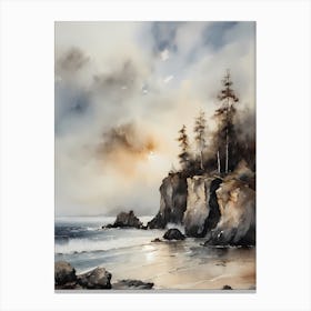 Vintage Coastal Seaside Painting (15) 1 Canvas Print