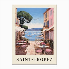 Saint Tropez France 1 Vintage Pink Travel Illustration Poster Canvas Print