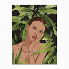 Girl With Leaves 1 Canvas Print