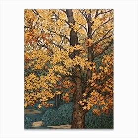 American Hornbeam 1 Vintage Autumn Tree Print  Canvas Print