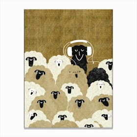 Sheep Listening To Music Canvas Print