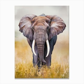 Elephant In The Grass Canvas Print