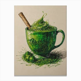 Mug Of Green Tea Canvas Print