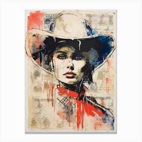 Expressionism Cowgirl Red And Blue 5 Canvas Print