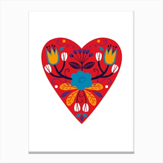 Bright Folk Heart Canvas Print