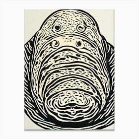 Blobfish Linocut Canvas Print
