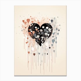 Black & Cream Line Heart 2 Canvas Print
