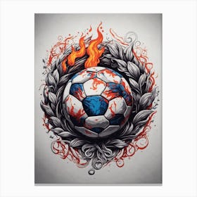 Soccer Ball With Flames Canvas Print