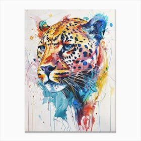 Panther Colourful Watercolour 3 Canvas Print