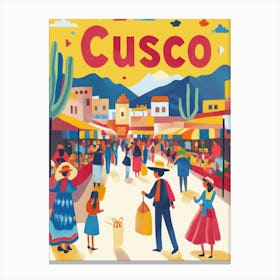 Aihrgdesign A 1970s Inspired Travel Poster For Cusco 2 Canvas Print