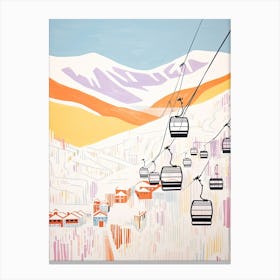 Telluride Ski Resort   Colorado, Usa, Ski Resort Pastel Colours Illustration 2 Canvas Print