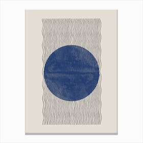 Blue Sun And Waves, Minimalistic Canvas Print
