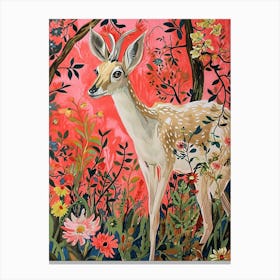 Floral Animal Painting Antelope 1 Canvas Print