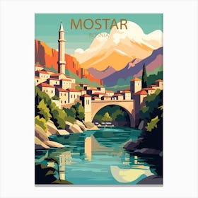 Mostar Bosnia travel poster Canvas Print