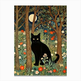 William Morris Black Cat In The Forest 30 Canvas Print