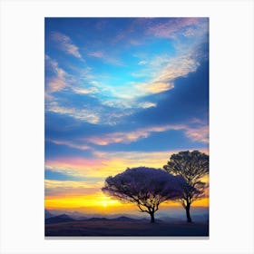 Two Trees At Sunset Canvas Print