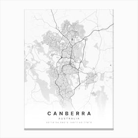 Canberra Australia White Map Canvas Print