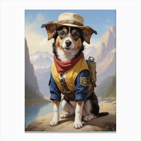 Vintage Dog In A Hat Canvas Print