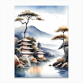 Japanese Landscape Watercolor Painting (94) Canvas Print