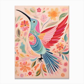 Pink Scandi Hummingbird 3 Canvas Print