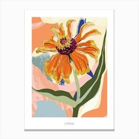 Colourful Flower Illustration Poster Zinnia 1 Canvas Print