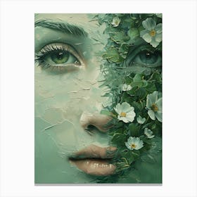 Woman With Flowers On Her Face Canvas Print