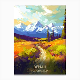 Denali National Park Travel Poster Illustration Style 3 Canvas Print