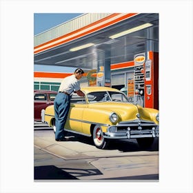 1950's Era Retro Automotive Service Station Pinup- Reimagined 4 Canvas Print