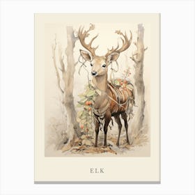Beatrix Potter Inspired  Animal Watercolour Elk 1 Canvas Print