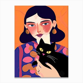 Cat Lady Illustration Canvas Print