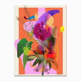 Celosia 1 Neon Flower Collage Canvas Print