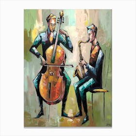 Two Musicians Playing Cello Canvas Print