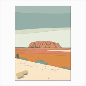 Ayers Rock Australia Color Line Drawing (4) Canvas Print