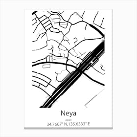 Neya,Japan Minimalist Map Canvas Print