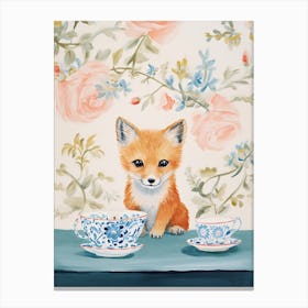 Animals Having Tea   Fox 3 Canvas Print