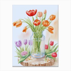 Beautiful Tulips In A Vase Canvas Print