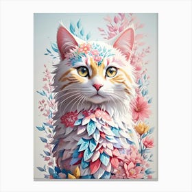 Floral Cat Canvas Print