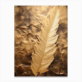 Gold Feather On A Golden Background Canvas Print