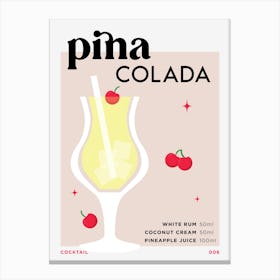Pina Colada in Beige Cocktail Recipe Canvas Print